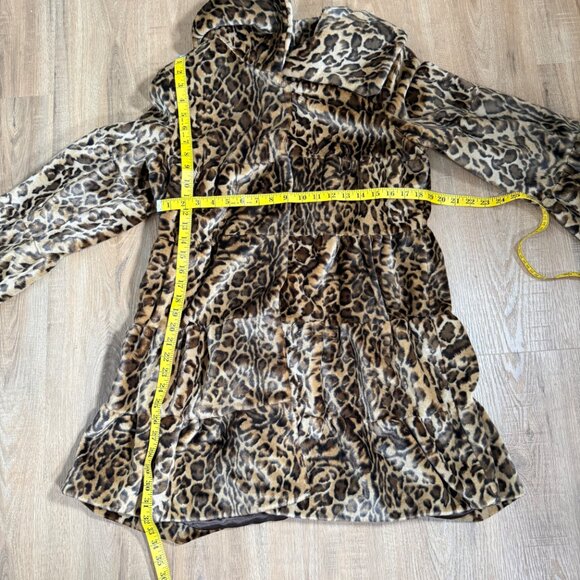 Jones Studio Tiered Faux Fur Coat Leopard Print Brown Mob Wife Glam M - Picture 7 of 11